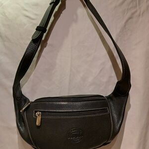 Roots Black Leather Belt Bag